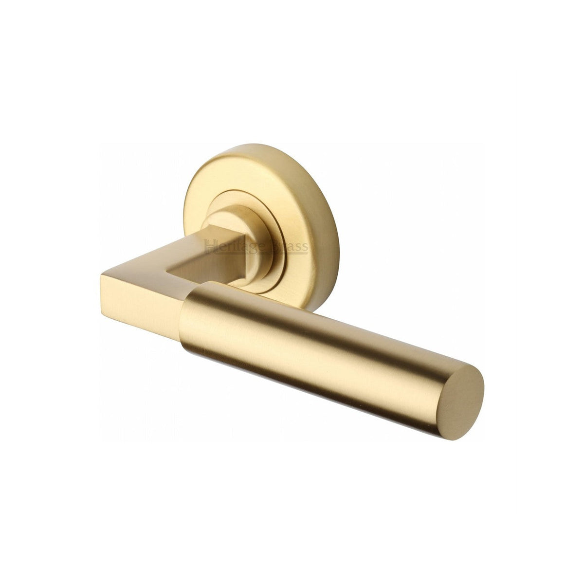 Bauhaus Door Handle on Round Rose by M Marcus - Heritage Brass