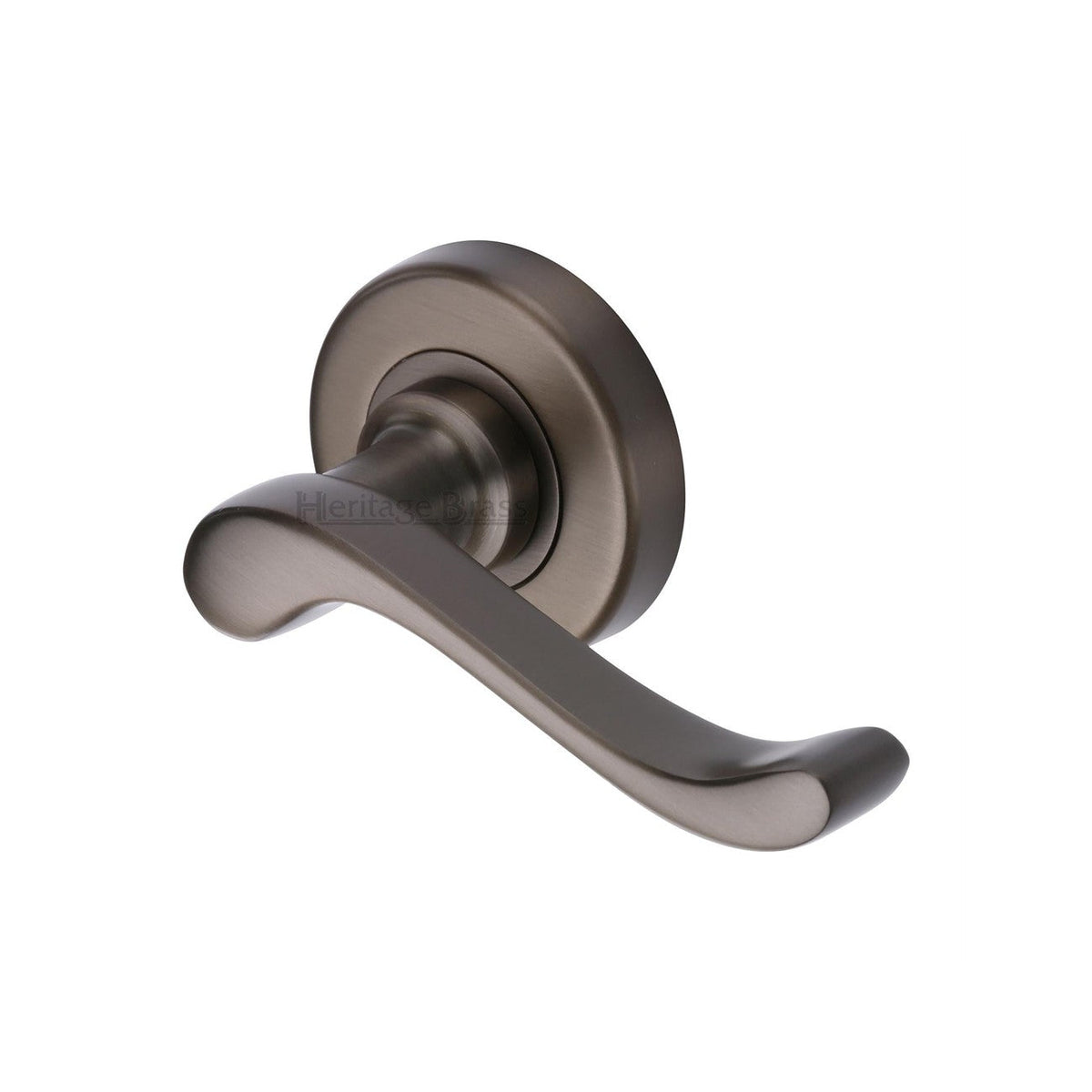 Bedford Door Handle on Round Rose by M Marcus - Heritage Brass