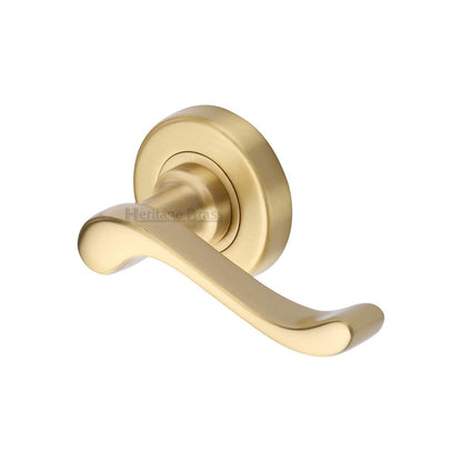 Bedford Door Handle on Round Rose by M Marcus - Heritage Brass