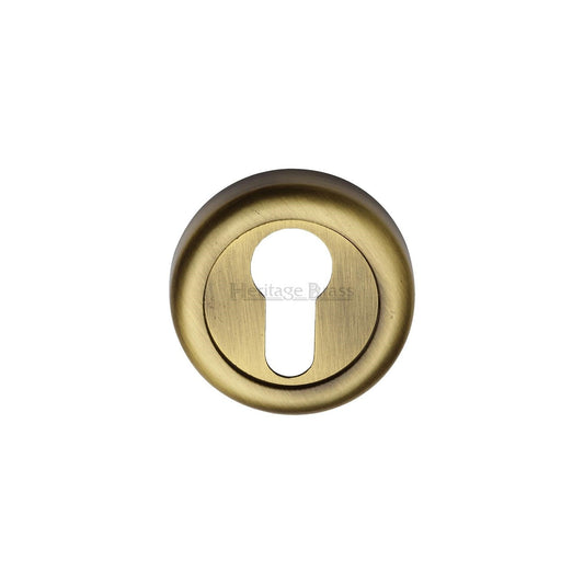 Euro Profile Cylinder Escutcheon Round - V6724 - Antique Brass
