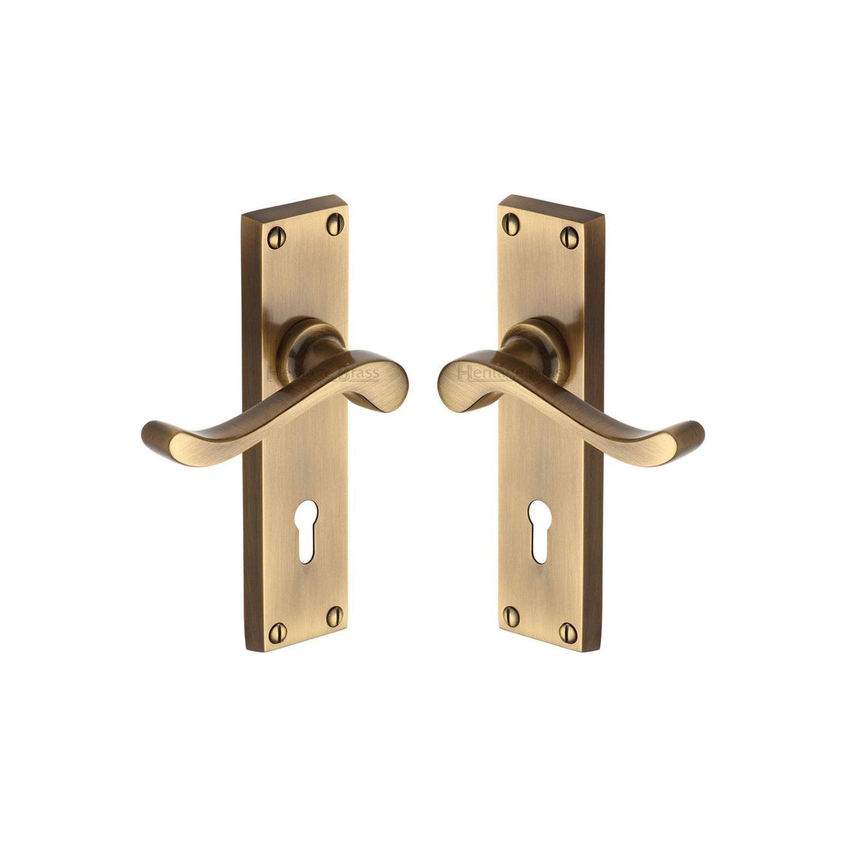 Bedford Door Handle on Plate by M Marcus - Heritage Brass