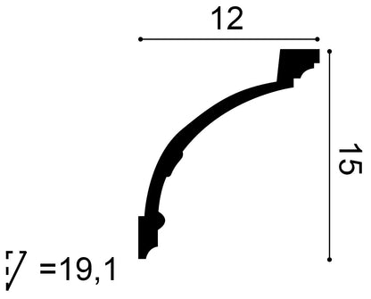 C218f Cornice Moulding Flex     Size: 12.0x15.0. (cm)  ~ €/ Per Mtr