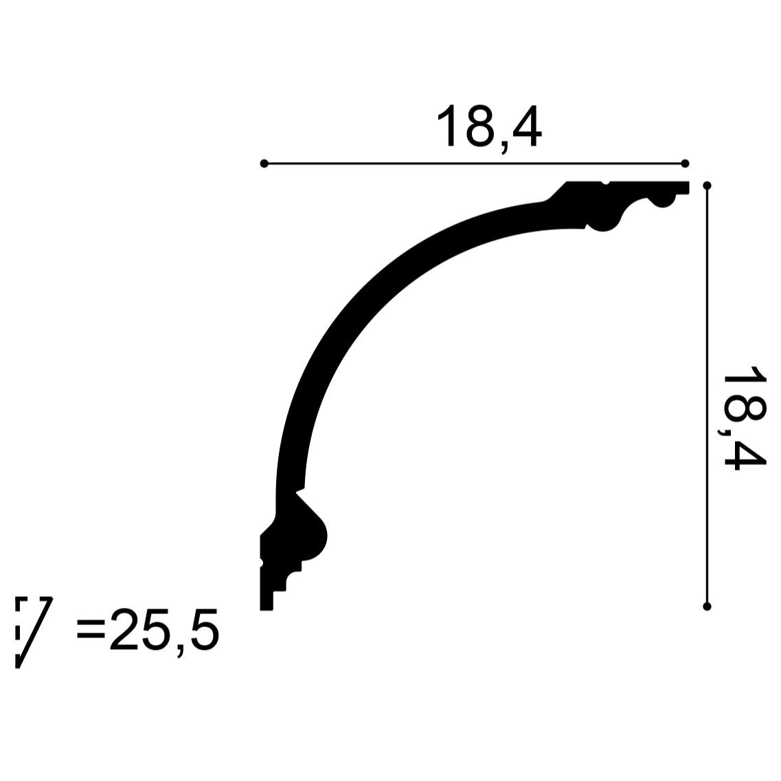 C338b Cornice Moulding L200xH18.2xW18.2 (cm)   ~ €/ Per Mtr