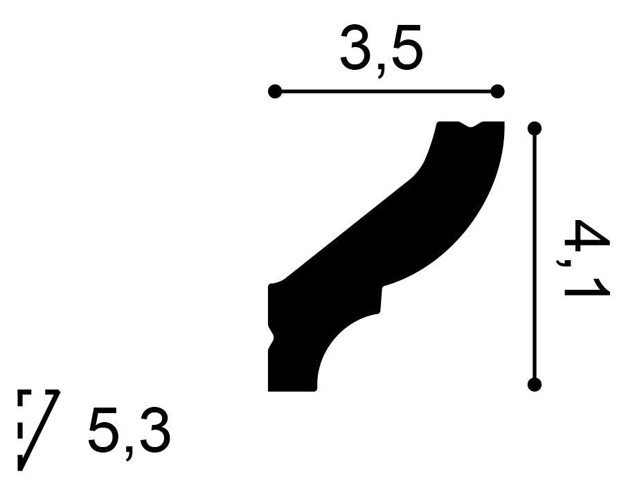 Cb501 Cornice Moulding L200xH4.1xW3.5 (cm) Durofoam®  ~ €/ Per Mtr