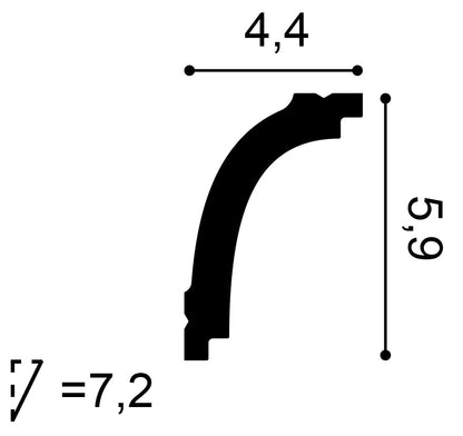 Cb523 Cornice Moulding L200xH5.9xW4.4 (cm) Durofoam®  ~ €/ Per Mtr