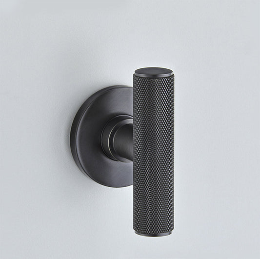 Diamond Silhouette T-Bar Mortice Knob on Covered Rose