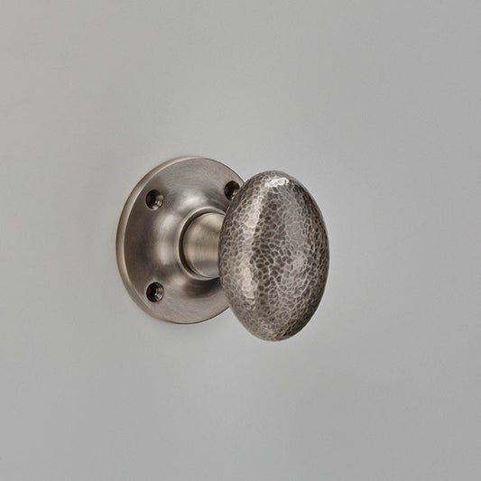 old-HAMMERED OVAL MORT KNOB FURN-H1754
