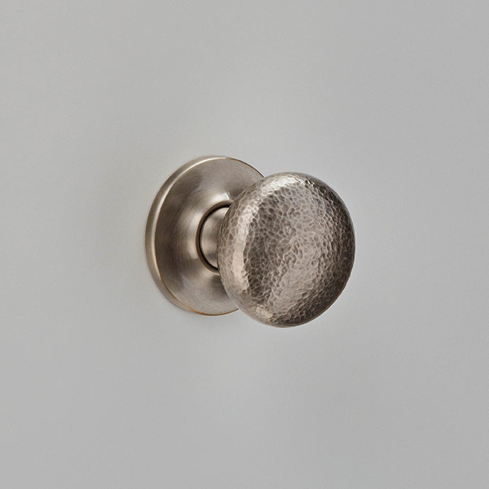 Hammered Cushion Knob on Plain Covered Rose