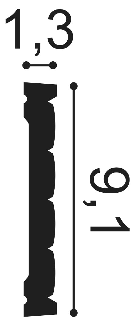 P5020 Panel Moulding L200xH9.1xW1.3 (cm)  ~ €/ Per Mtr