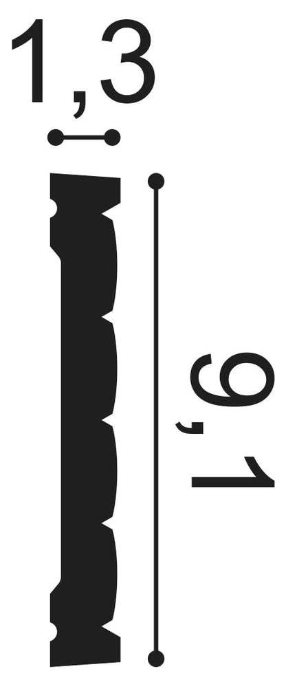 P5020 Panel Moulding L200xH9.1xW1.3 (cm)  ~ €/ Per Mtr