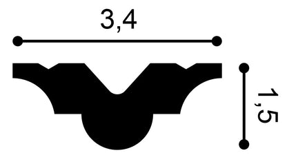 Pb513 Cornice Moulding L200xH1.5xW3.4 (cm) Durofoam® ~ €/ Per Mtr