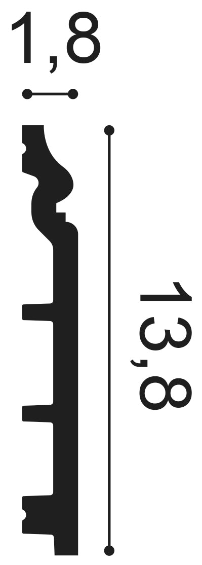 Sx118 Skirting     Size: 1.8x13.8.  (cm) ~ €/ Per Mtr
