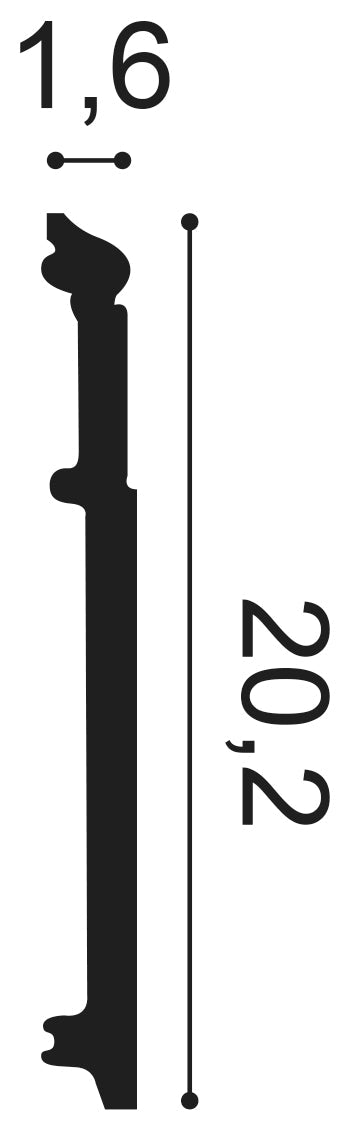 Sx156 Skirting     Size: 1.6x20.2.  (cm) ~ €/ Per Mtr